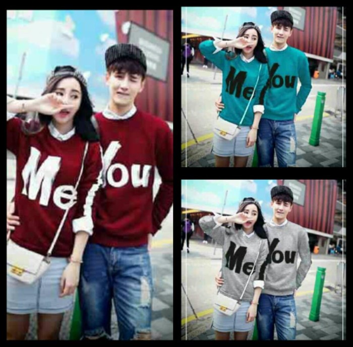 SWEATER COUPLE YOU ME LENGAN PANJANG Diskon