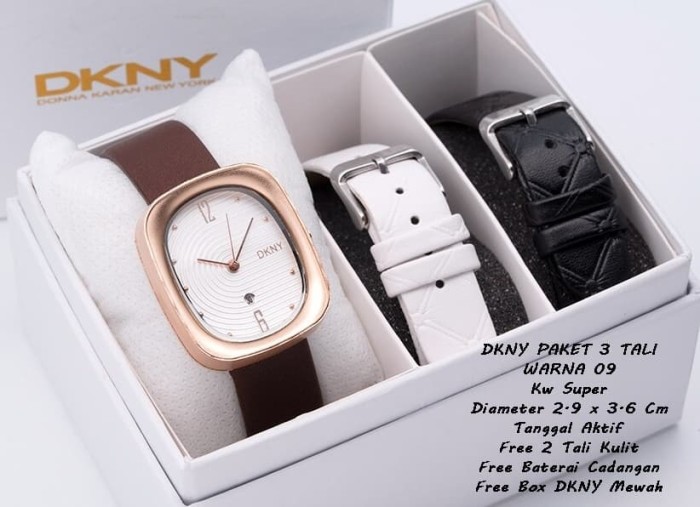 Jam Tangan Wanita DKNY PAKET 3 TALI Kulit Cokelat Super Elegan Mewah