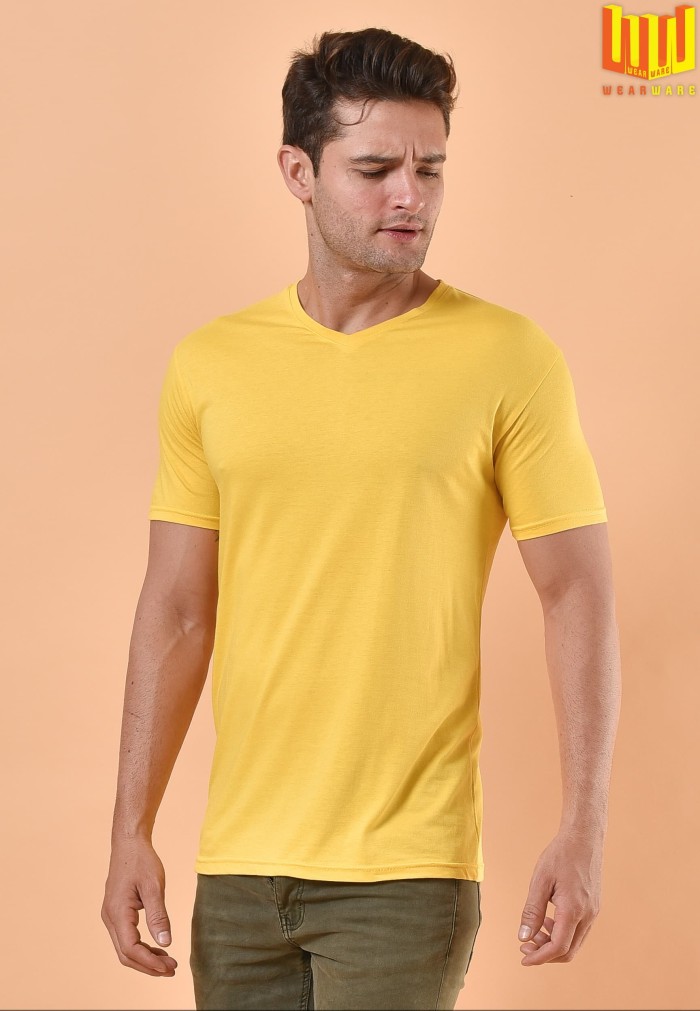 Promo [BAMBOO COTTON] T Shirt / Kaos V Neck Polos Pria Katun Bambu