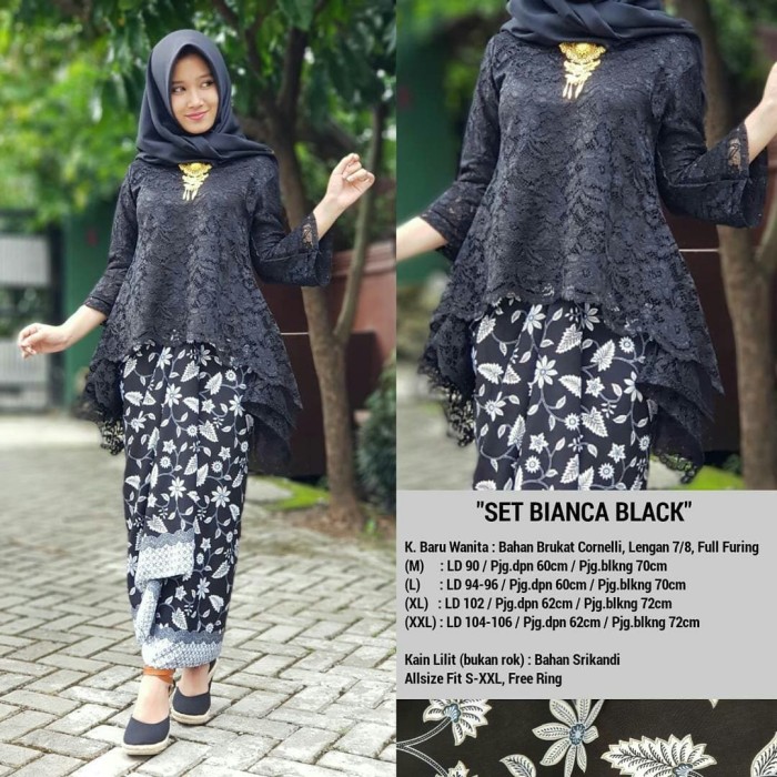 Ready Setelan Kebaya Brukat Bianca / Rinjani Melati Hitam