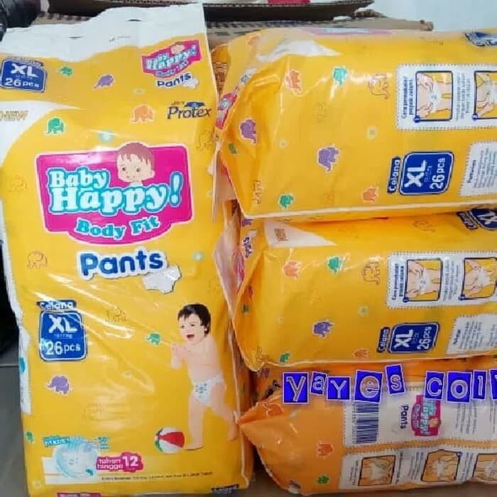 Home; Baby happy XL 26 popok celana body fit pants pampers berkualitas