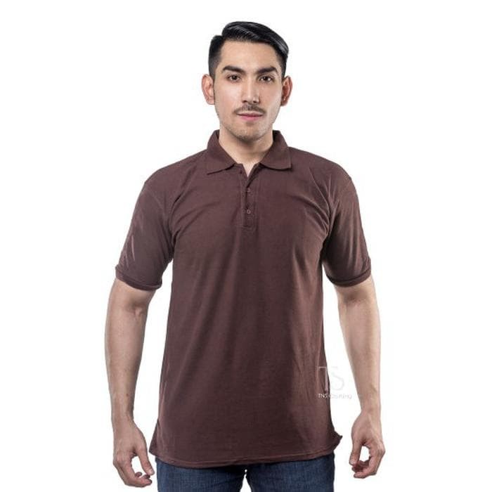 TNS KAOS POLO SHIRT COKLAT KOPI KERAH PRIA POLOS 100% C Berkualitas