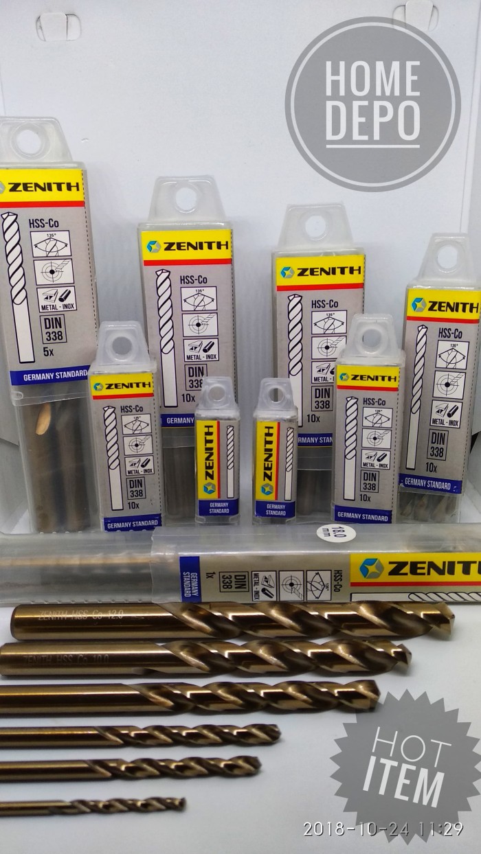 Jual ZENITH drill bit uk.9mm HSCo MATA BOR BESI TERBAIK 3X TAJAM DAN