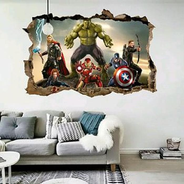 jual wall sticker 3d avenger 3d - stiker dinding kamar anak edisi m
