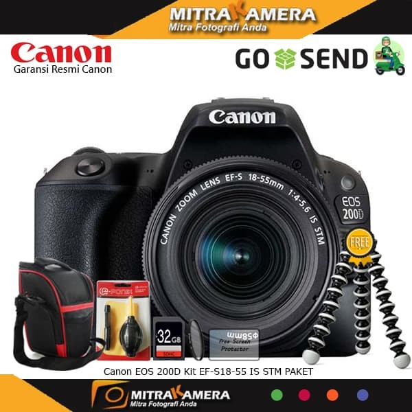 Jual Canon EOS 200D Kit EF-S18-55 IS STM PAKET - Hitam