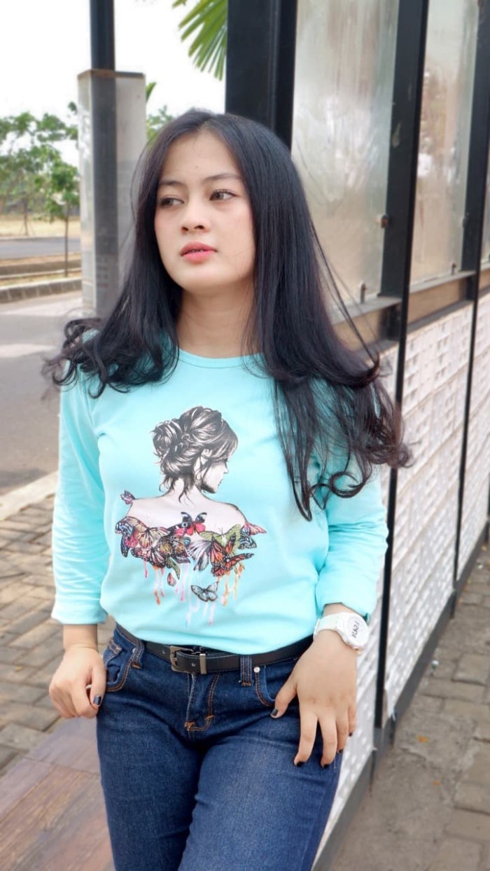 POPOLATOS KAOS CEWE TATO PANJANG ALL SIZE FIT TO L - Navy