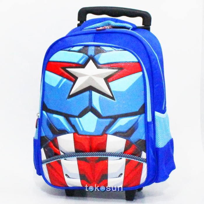 Tas Trolley Bentuk Badan CAPTAIN AMERICA 3D 2K Anak Sekolah SD