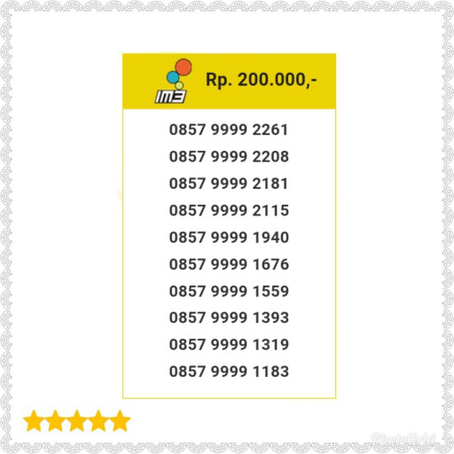 Nomor Cantik Indosat IM3 Seri Kuartet 9999-0857 9999 2261 Unik H11