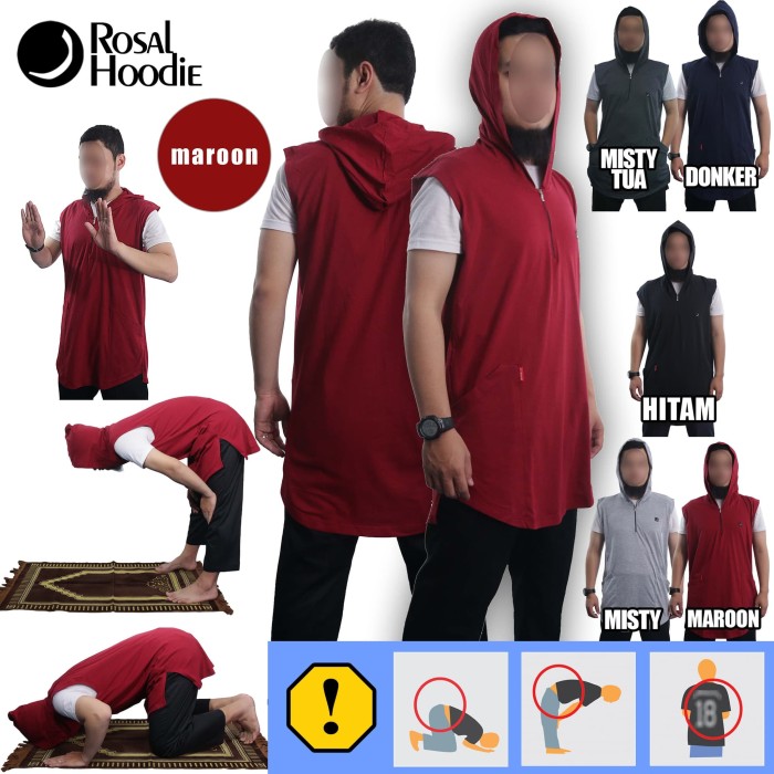 Baju Koko Gamis Pakistan Rosal Hoodie Rompi Shalat Jumbo Size XS-XXXL