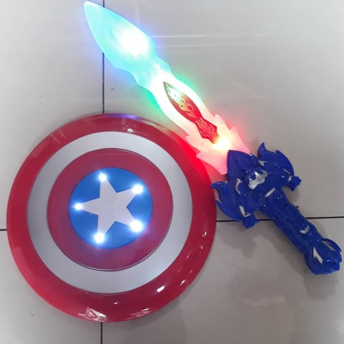 Jual Mainan  Set Perisai Pedang  LED CAPTAIN AMERICA 