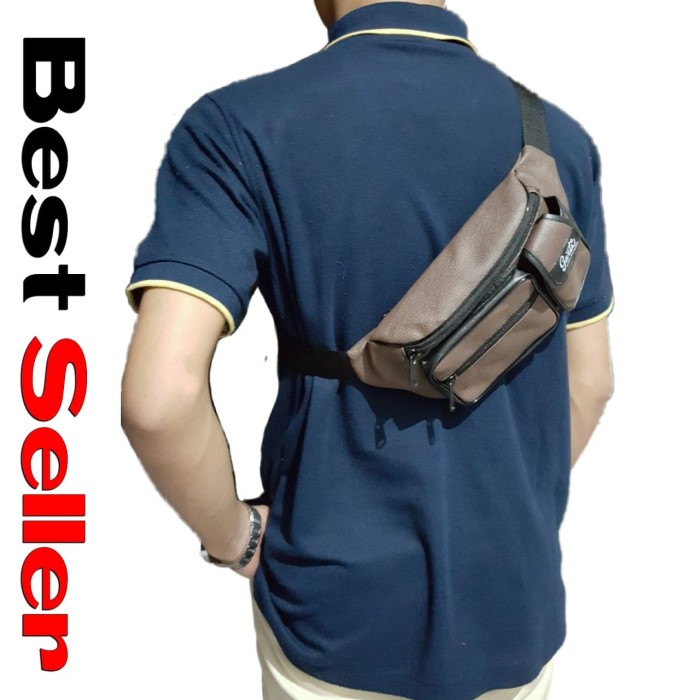 Jual Tas selempang pria kulit waist bag tas dada punggung pinggang
