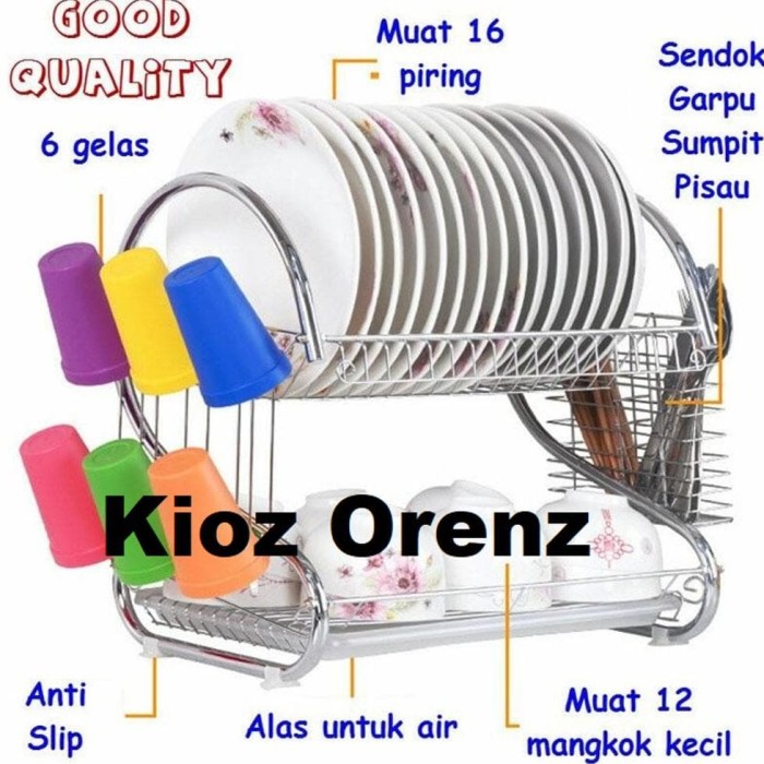 JUAL RAK PIRING STAINLESS 2 SUSUN RAK STAINLESS 2 LAYER DISH DRAINER