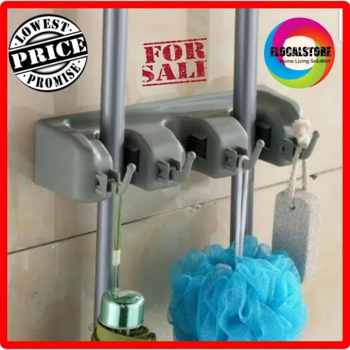 Gantungan Sapu Alat Pel Isi Hook 3 Slot Magic Mop Holder