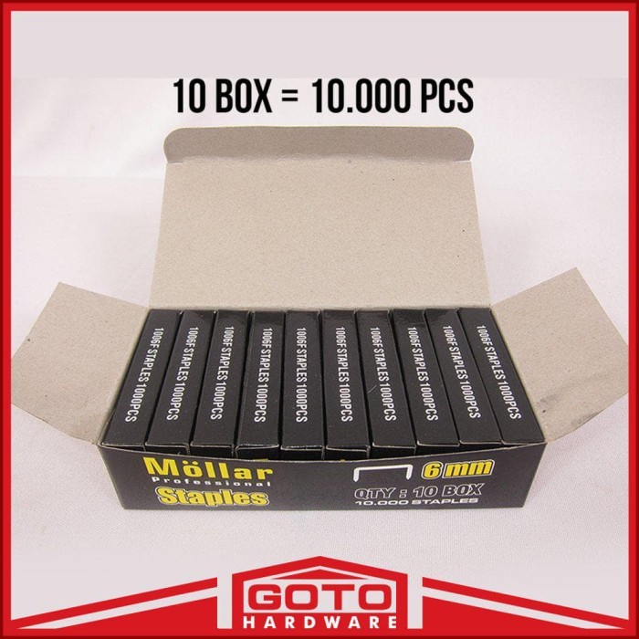 Best Isi Staples Tembak 10 8mm Refill Stapler Gun Nail 10 Box Mollar 8