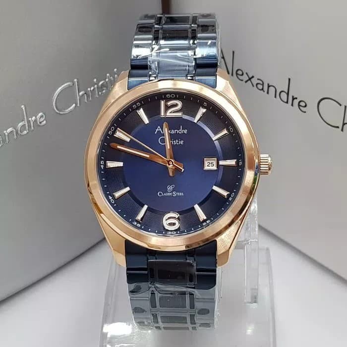 jam tangan pria alexander cristie ac8583 blue rose gold