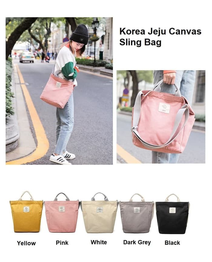 Korea Jeju Travel Canvas Sling Bag / Tas Selempang Wanita