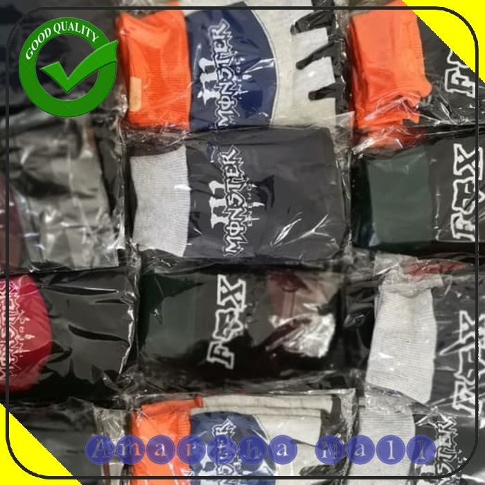 Sarung Tangan Motor Kain Half Finger Setengah Jari Fox Monster Energy