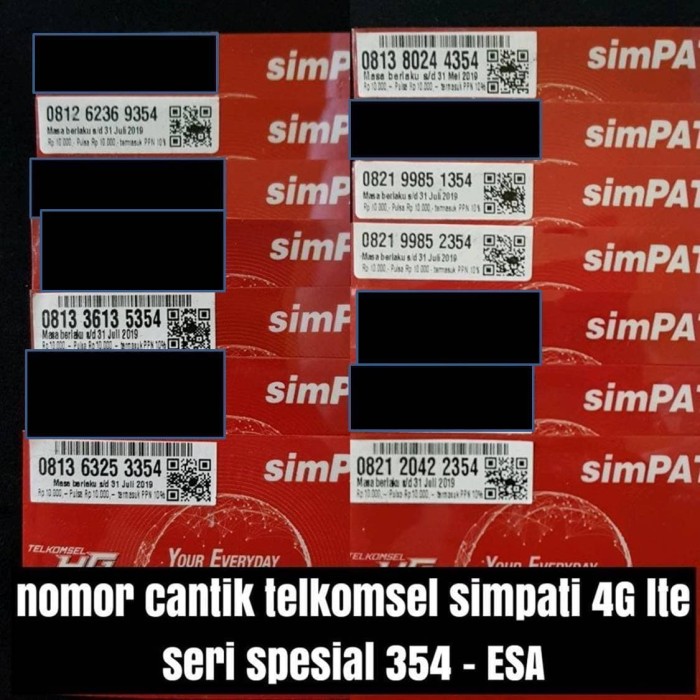 nomor cantik seri ESA 354 telkomsel simpati 4G kartu perdana spesial .