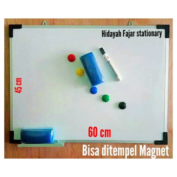 papan tulis + spidol + penghapus white board + magnet warna