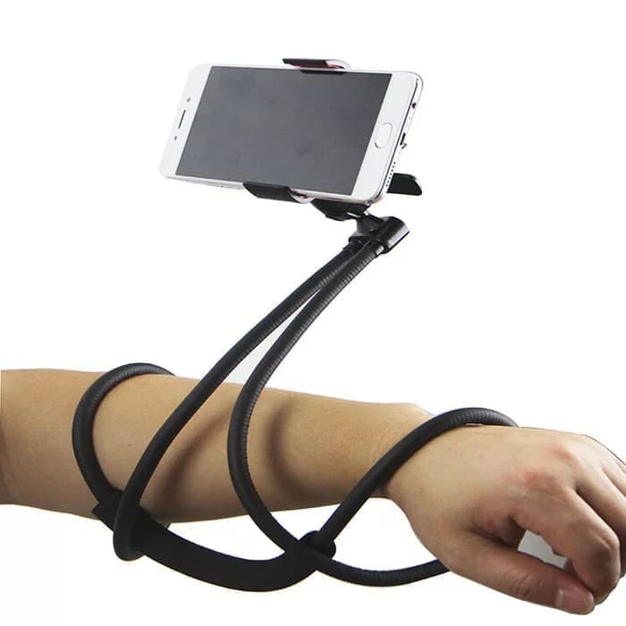 Lazy Neck Cell Phone Stan Mount Necklace / Holder HP Leher Fleksible - Putih
