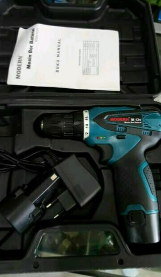 ... Mesin Bor Modern M 12 V Portable Baterai Tanpa Kabel Cordless Drill