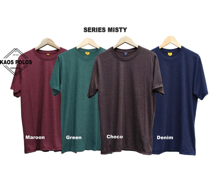 Baju Kaos Polos Pendek Cewek Cowok Warna Misty - Maroon Misty, L