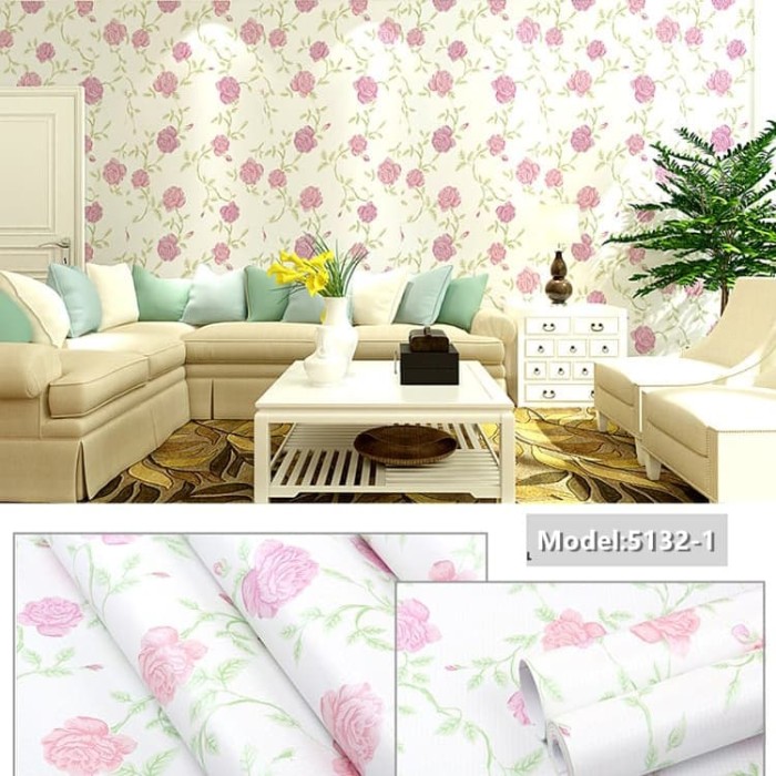 Jual wallpaper dinding bunga mawar pink 5132 DKI Jakarta jitoped
