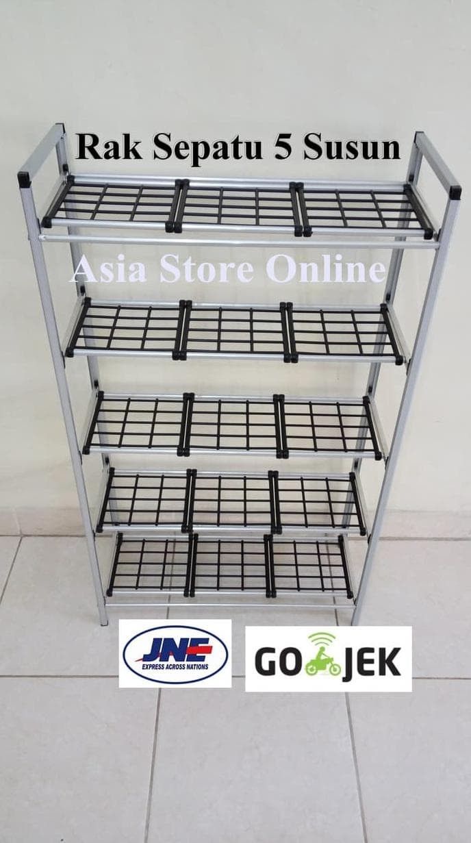 TERLARIS RAK SEPATU ALUMINIUM 5 SUSUN PROMO