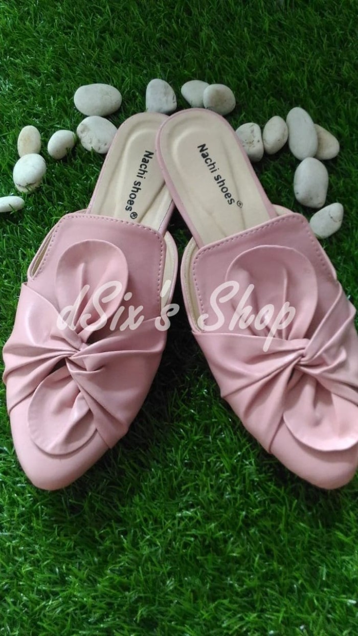Jual dSix’s Sepatu sendal teplek Wanita bagus murah Flat Shoes ARS 08 Merah Muda Kota