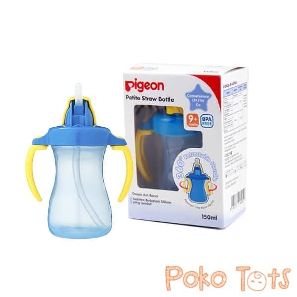Botol Sedotan Pigeon Petite Straw Bottle Training Cup 150ml - Biru