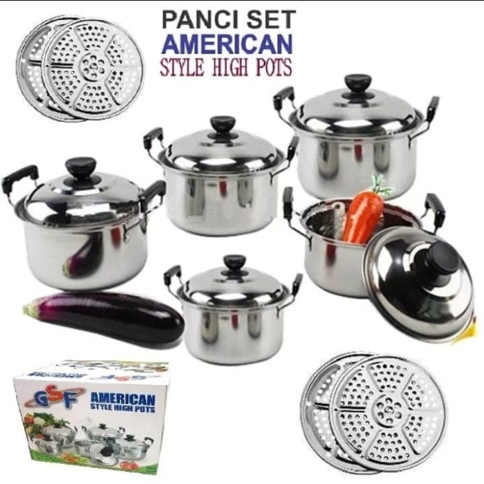 Panci set 5pcs american style high pots stainless - cookware set 5 pcs