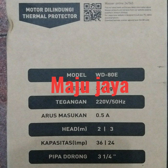 Pompa celup air bersih " WASSER " WD 80 E 101 york 130 250