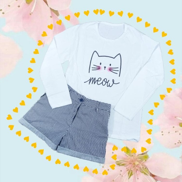 POPOLATOS KAOS MEOW PANJANG ALL SIZE FIT TO L