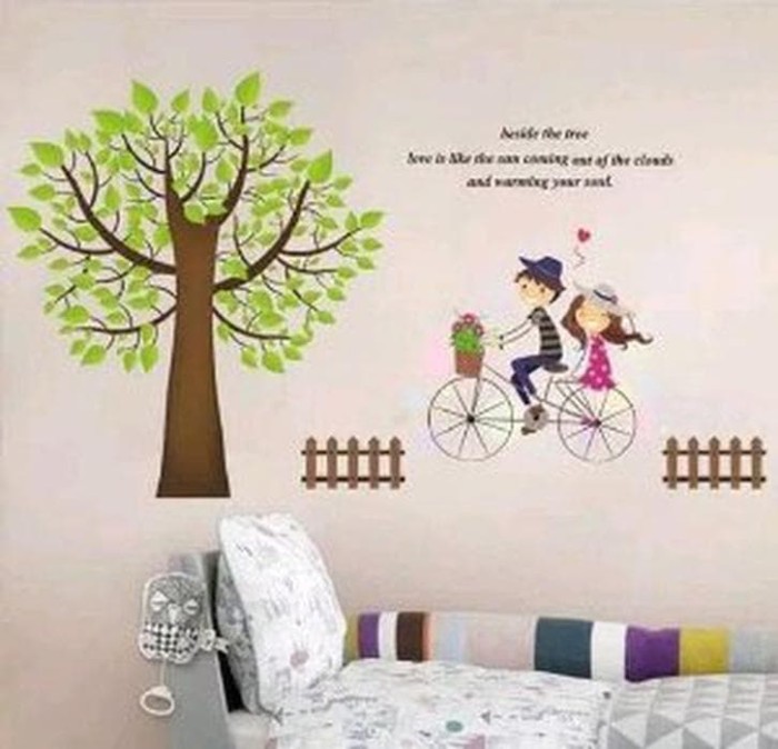 Stiker Dinding Wallpaper 60x90cm Motif Karakter Pohon S Berkualitas