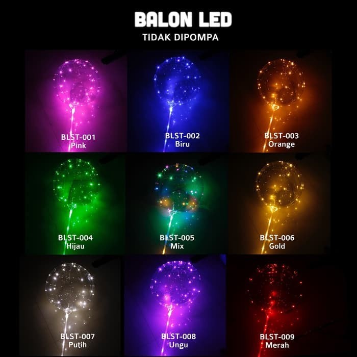 Paling Murah TIDAK PERLU HELIUM -Balon LED/ BOBO Balon/ Balon Lampu