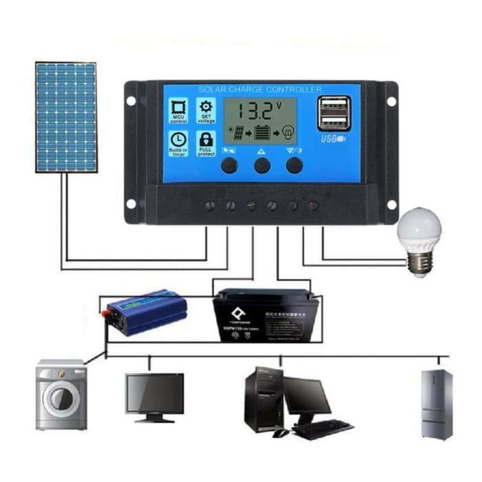 Jual Solar Charger Controller 12V 24V Panel Surya Charger LCD With USB