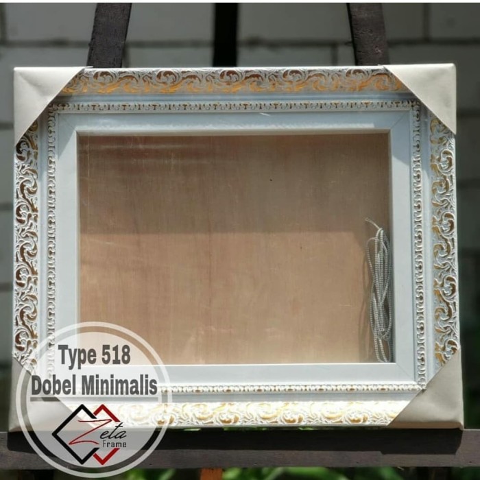Pigura Mahar Ukir Putih Gold Dobel Frame Pigura Mahar Ukir Putih Gold Dobel Frame