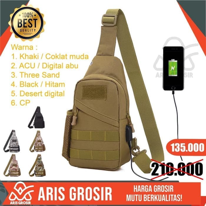 Tas Selempang Pria Tactical Army USB Tas Slempang Cowok Termurah Asli