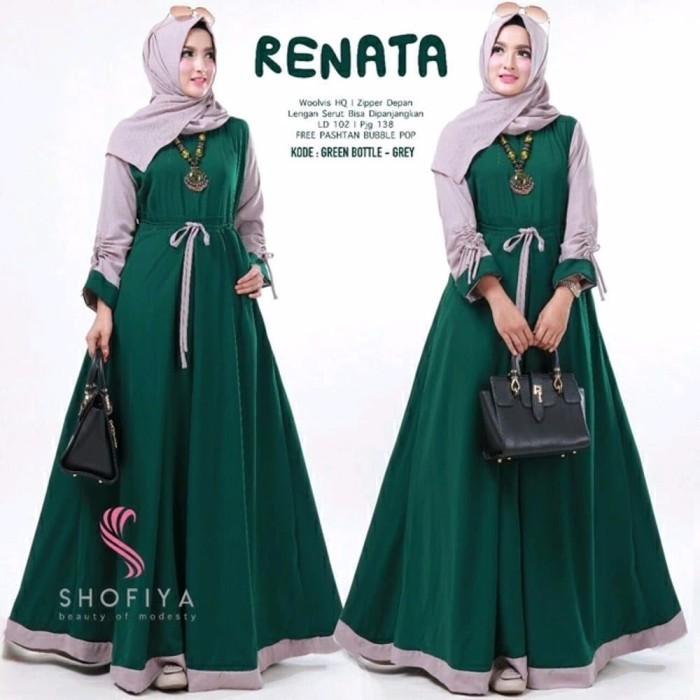 bottle green long dress