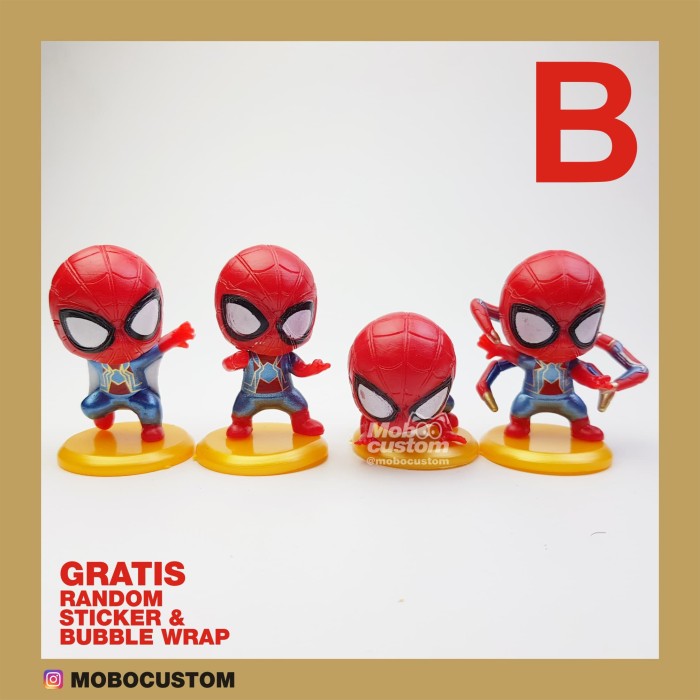 Jual Mainan Anak Figure Spiderman Mini Set B Isi 4 Hiasan Kue Cake