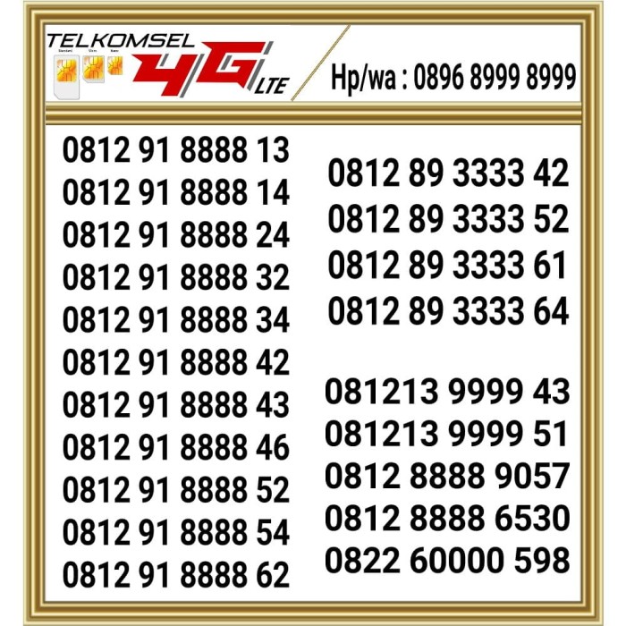 Nomor cantik Simpati Hoki Kartu perdana Telkomsel rapi