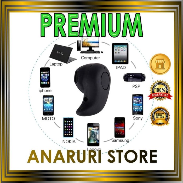 ASLI MICRO SPORT STEREO BLUETOOTH EARPHONE WIRELESS - S530 - Putih - Hitam