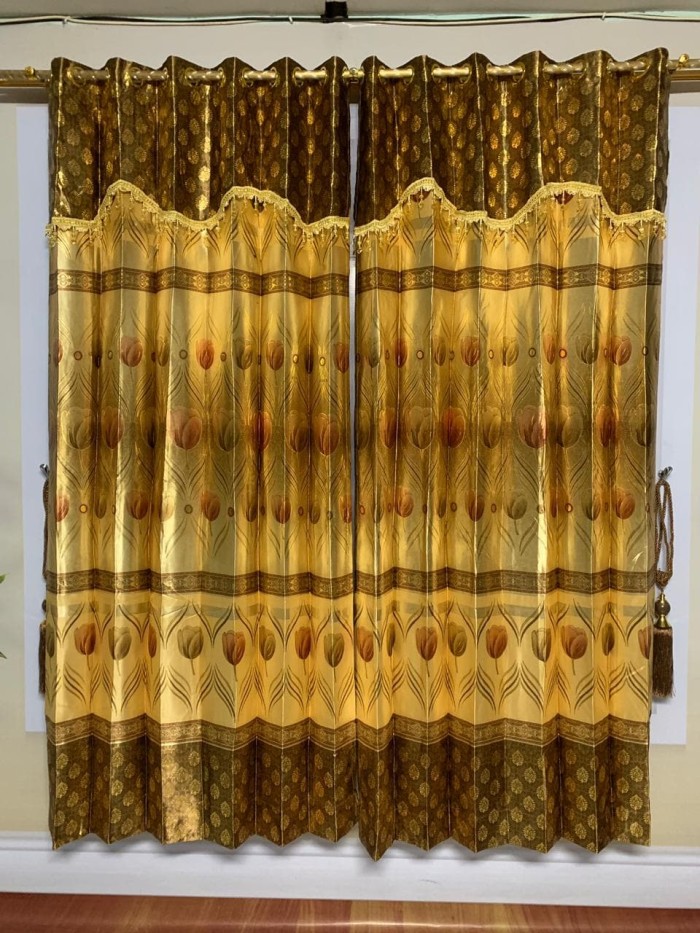 Jual Ready gorden blackout motif minimalis warna kuning emas ginna