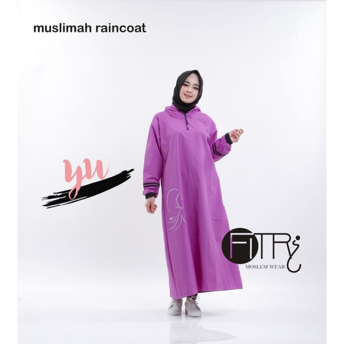 Jual Jas Hujan Muslimah Fitri Model Gamis Kekinian Simple Cantik