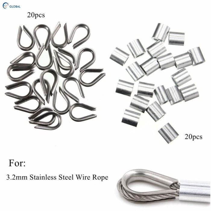 Cable Ferrule for Wire Rope IMART 200 Pcs Aluminum 1/8 Crimping Loop