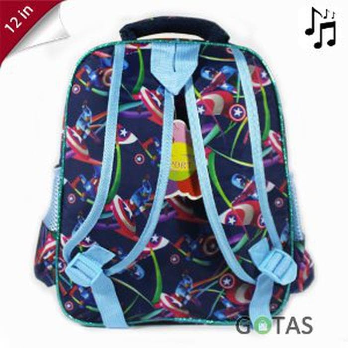 Murah Tas Ransel Anak Lampu Music Captain America 7D Timbul 12 in 2