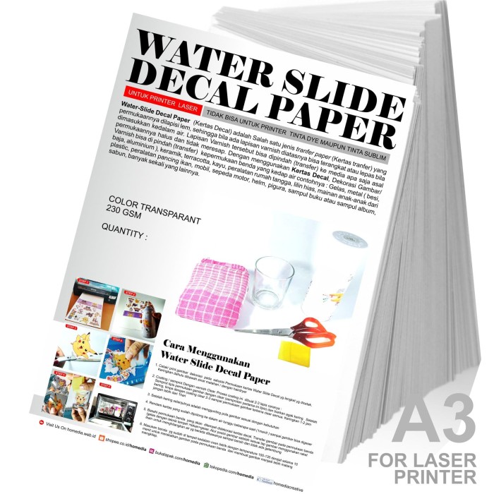 Jual Kertas Decal Untuk Printer Laser A3 (33x50) - Kab. Madiun - Homedia Tokopedia graphic regarding Printable Decal Paper known as Jual Kertas Decal Untuk Printer Laser A3 (33x50) - Kab. Madiun - Homedia Tokopedia