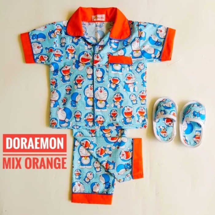 Jual Setelan Piyama Anak + Sandal Motif Doraemon Mix Orange (L dan XL) - 4-5 tahun - Kab. Grobogan - lubikids | Tokopedia