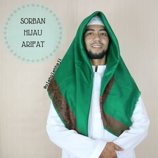Sorban Arifat Hijau / Surban Arab / Sorban Kashmiri / Sorban Haji