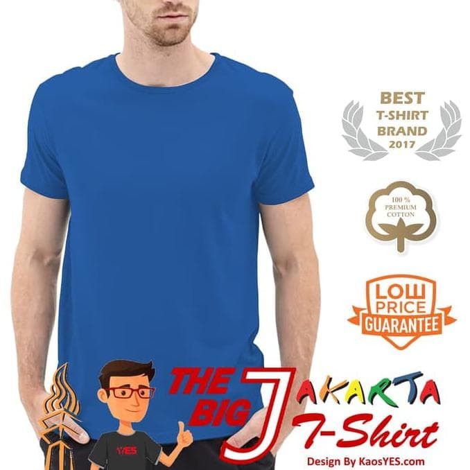 ... KaosYES Kaos Polos T Shirt O NECK LENGAN PENDEK Biru Tua S